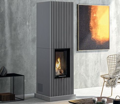 Piecokominek kombi w perłowej szarości